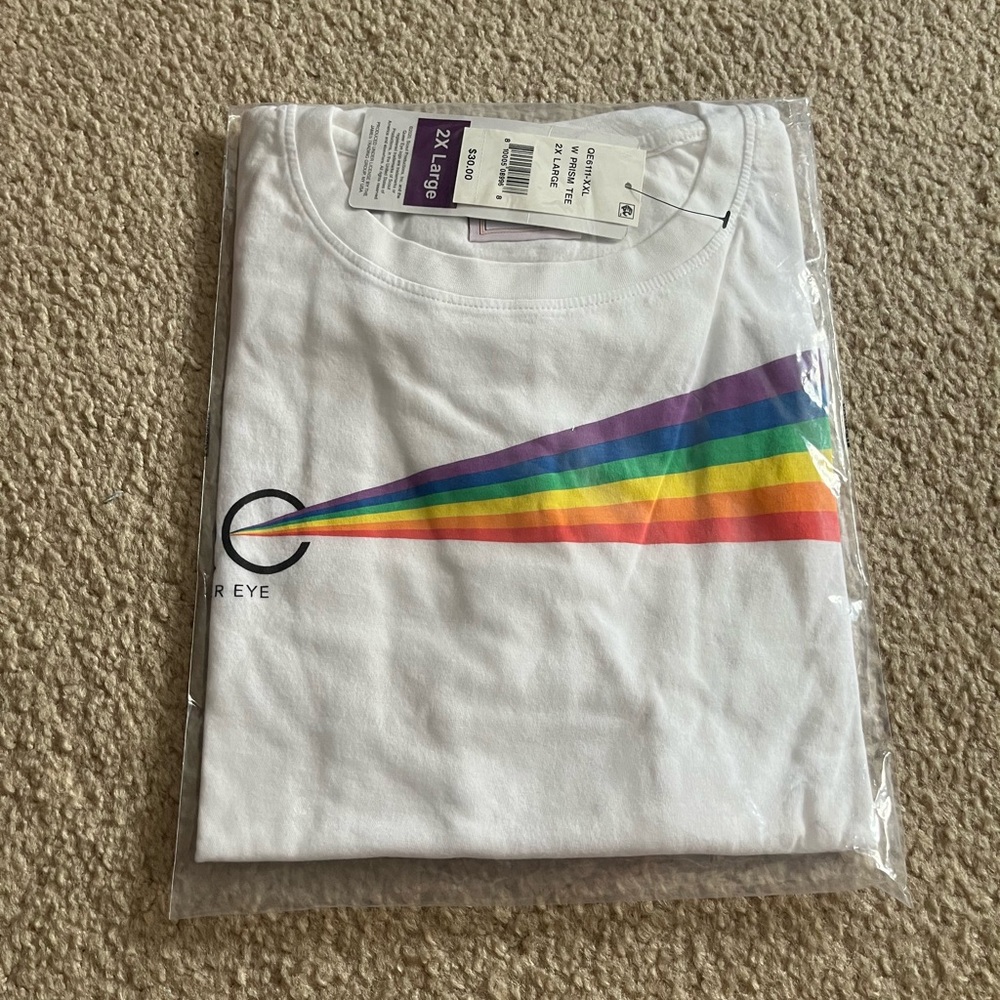 White rainbow shirt 2xl